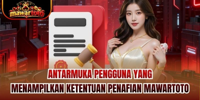Antarmuka pengguna yang menampilkan ketentuan penafian Mawartoto